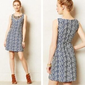 Anthropologie Moulinette Sours Mulberry Road Jaquard Beaded Shift Dress